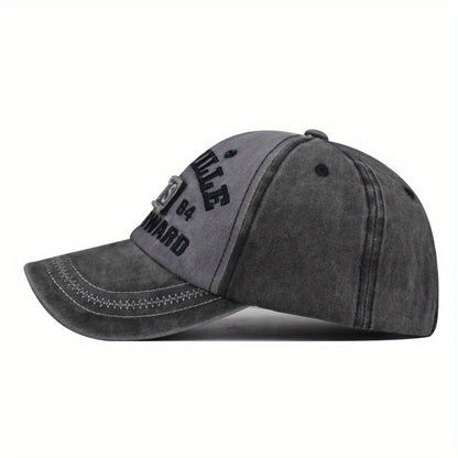Distressed NYS Letter Embroidered Baseball Cap - Unisex Peaked Cap for Men & Women, Comfortable Fabric, Stereo Embroidered Letter, Versatile, One Size, Outdoor Sports Sun Hat for Dad