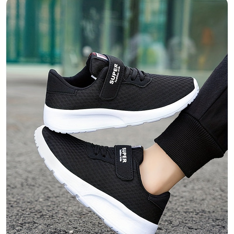 Boys Casual Mesh Breathable Sneakers, Lightweight Platform Low Top Lace-up Durable Shoes For Spring Outdoor