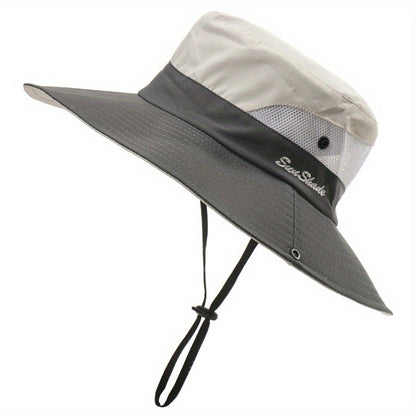 [Breathable Bucket Hat] Lightweight Breathable Mesh Bucket Hat | Unisex Foldable Wide Brim Fisherman's Cap with Ponytail Hole for Hiking and Daily Wear