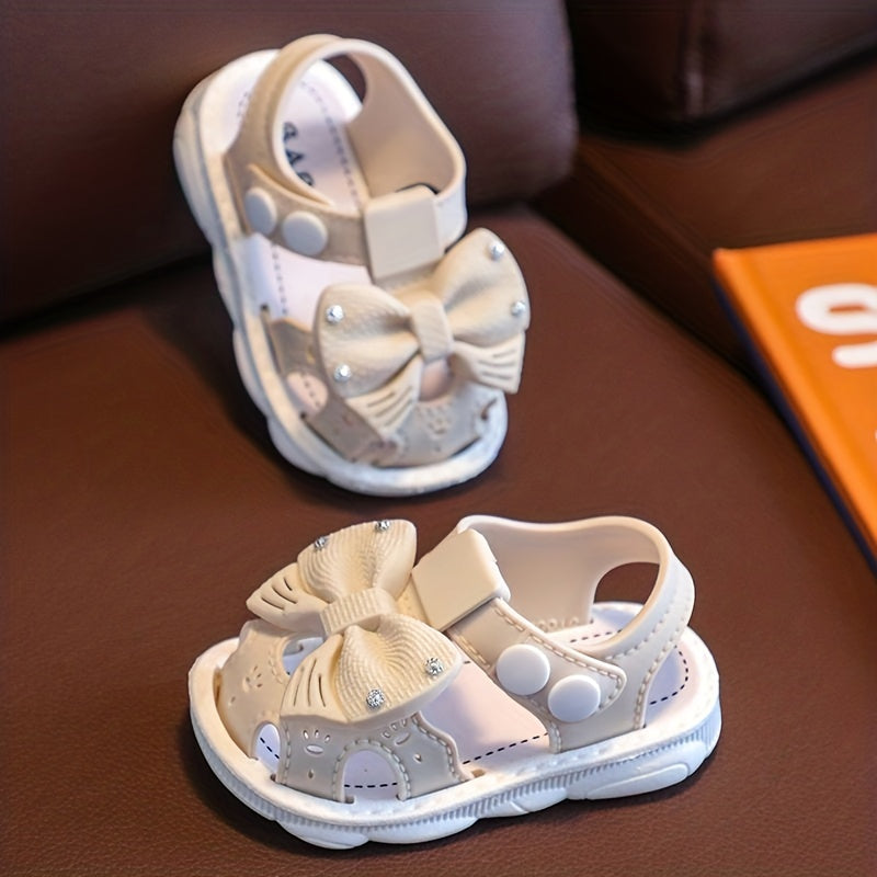 Girls Bow Tie Sandals With Buckle Belt, Summer Baby Toddler Shoes Princess Shoes Soft Bottom Infant 0-3 Years Old Little Kids Kindergarten Shoes With Assorted Colors