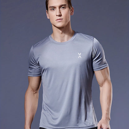 Men's Quick-Dry Athletic T-Shirt - Neon Green Workout Shirt, Lightweight Moisture-Wicking Gym Tee for Running, Training, Boxing, Cycling - Breathable Athletic Top with Round Neck, Gym Shirt, Sports Apparel, Sleek Design, Elas