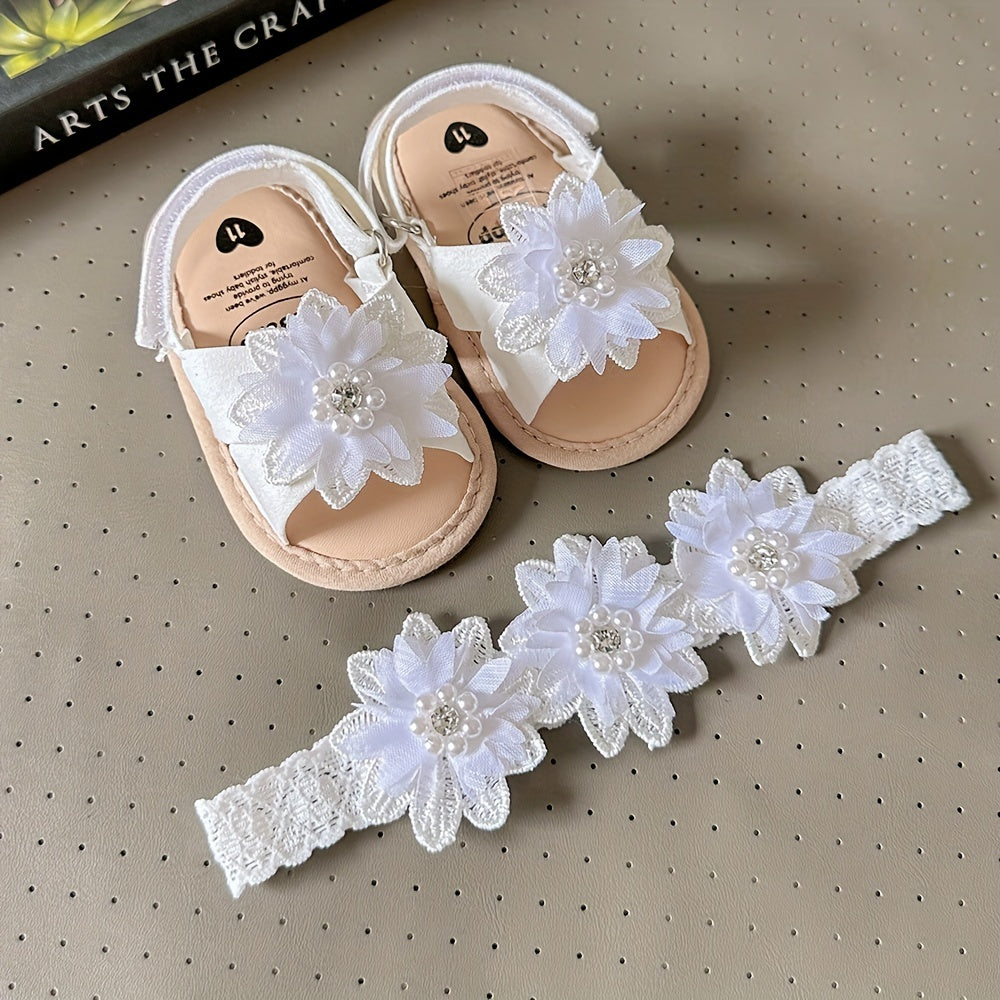 Baby Girls Flower Comfy Non-Slip Crib Shoes For First Walkers Newborn Infant, Spring And Summer