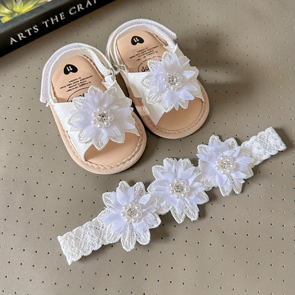 Baby Girls Flower Comfy Non-Slip Crib Shoes For First Walkers Newborn Infant, Spring And Summer