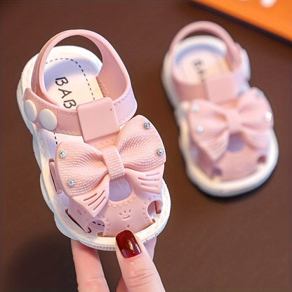 Girls Bow Tie Sandals With Buckle Belt, Summer Baby Toddler Shoes Princess Shoes Soft Bottom Infant 0-3 Years Old Little Kids Kindergarten Shoes With Assorted Colors