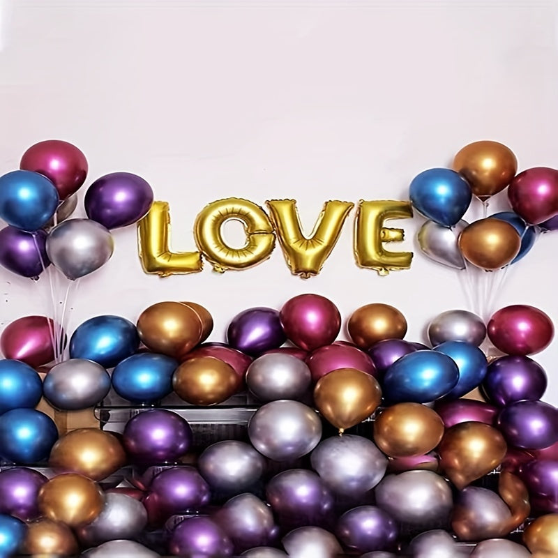 100pcs 5 Inch Metal Mixed Color Balloons With Roll Of Glue Dots Birthday Wedding Balloon Arch, Party Decorations Easter Gift