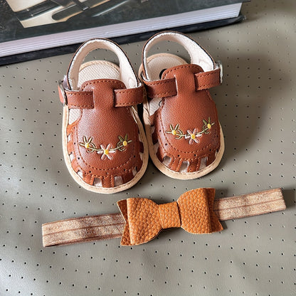 Baby Girls Flower Comfy Non-Slip Crib Shoes For First Walkers Newborn Infant, Spring And Summer