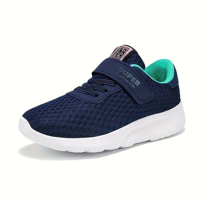 Boys Casual Mesh Breathable Sneakers, Lightweight Platform Low Top Lace-up Durable Shoes For Spring Outdoor