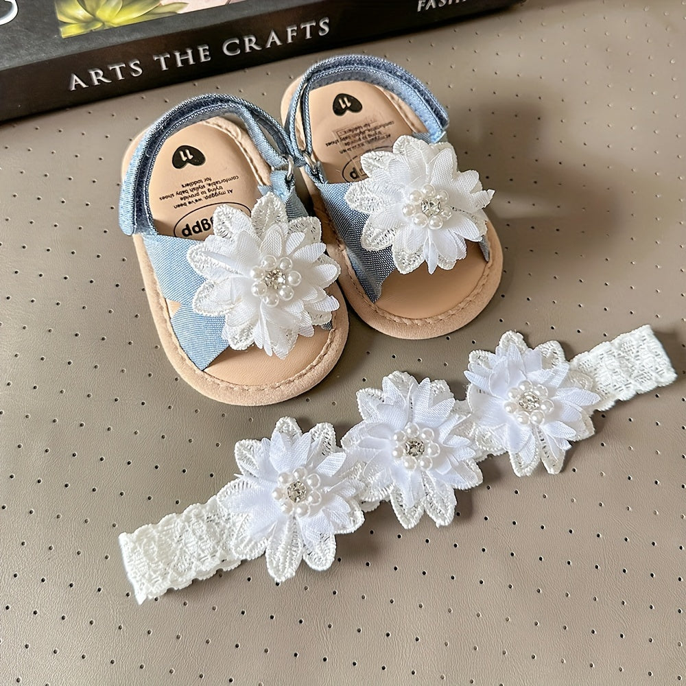 Baby Girls Flower Comfy Non-Slip Crib Shoes For First Walkers Newborn Infant, Spring And Summer