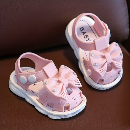 Girls Bow Tie Sandals With Buckle Belt, Summer Baby Toddler Shoes Princess Shoes Soft Bottom Infant 0-3 Years Old Little Kids Kindergarten Shoes With Assorted Colors