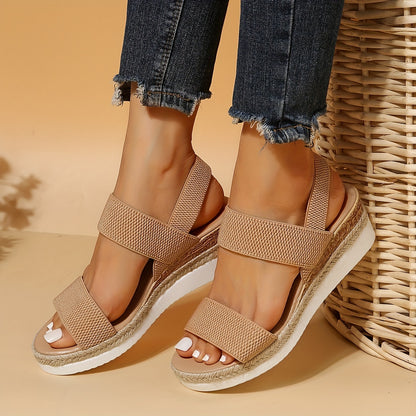 Womens Stylish Platform Espadrille Wedge Sandals - Ultra-Comfortable Knit Slip-Ons with Open Toe & Slingback Strap - Perfect for Casual Summer Style