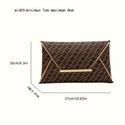 Timeless Vintage Envelop Clutch Wallet - Retro Pattern Coin Purse with Secure Closure - Stylish Square Womens Bag for Daily Glamour and Evening Events