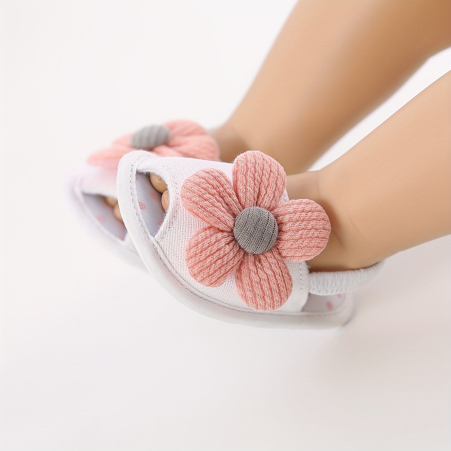 Baby Girls Flower Hook And Loop Sandals, Lightweight Non-Slip Comfy Walking Shoes For Newborn Infant, Summer
