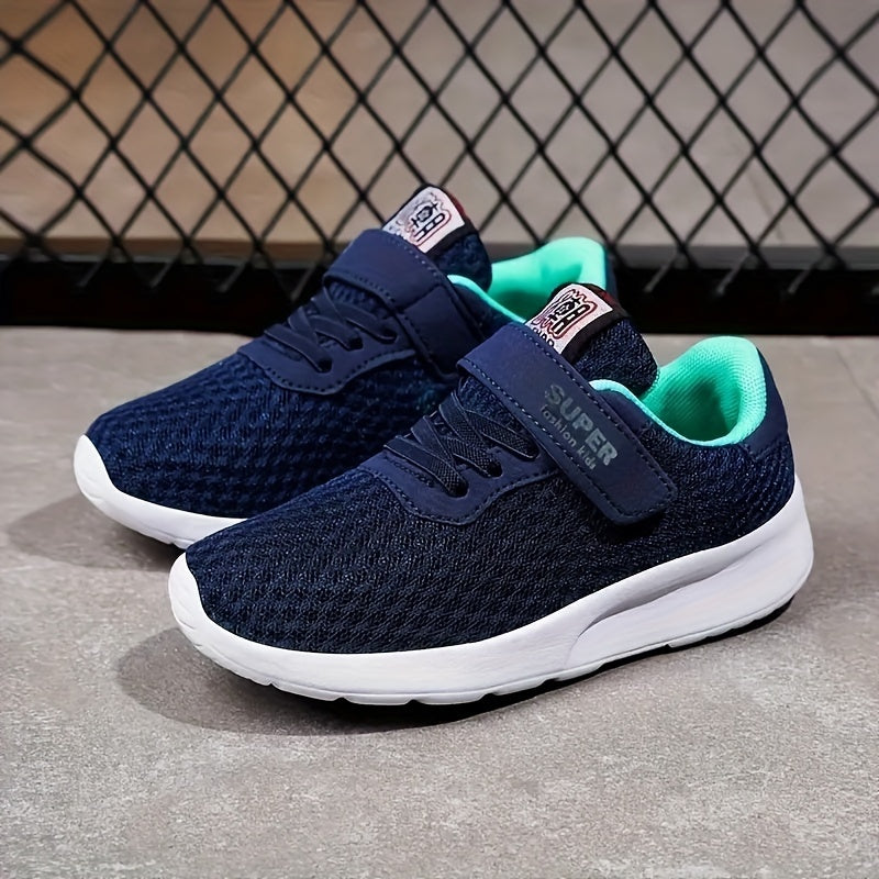 Boys Casual Mesh Breathable Sneakers, Lightweight Platform Low Top Lace-up Durable Shoes For Spring Outdoor