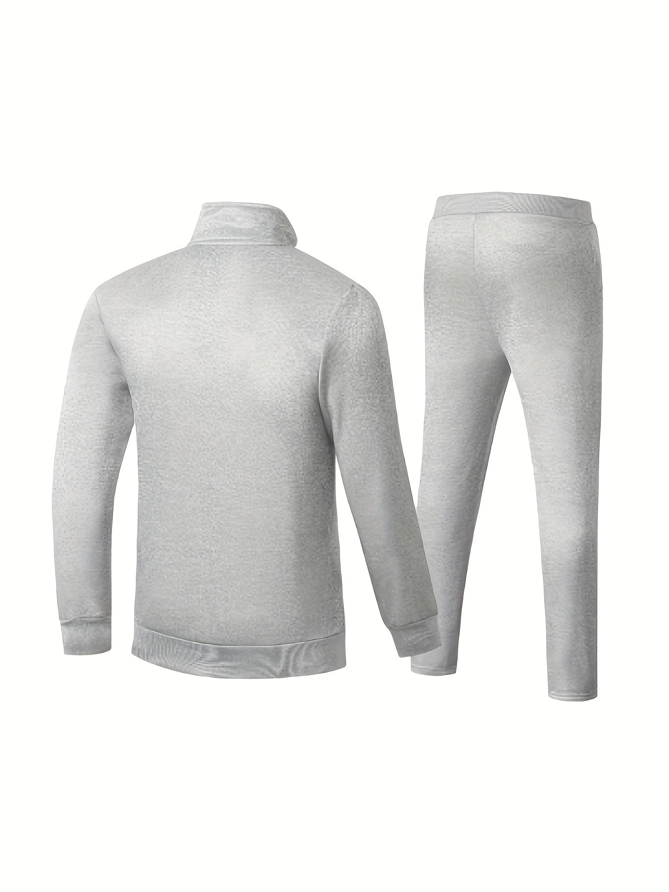 2pcs Embroidered Stand Collar Zip Up Jacket & Elastic Waist Drawstring Pants - Men's Sportswear Set for Outdoor Activities