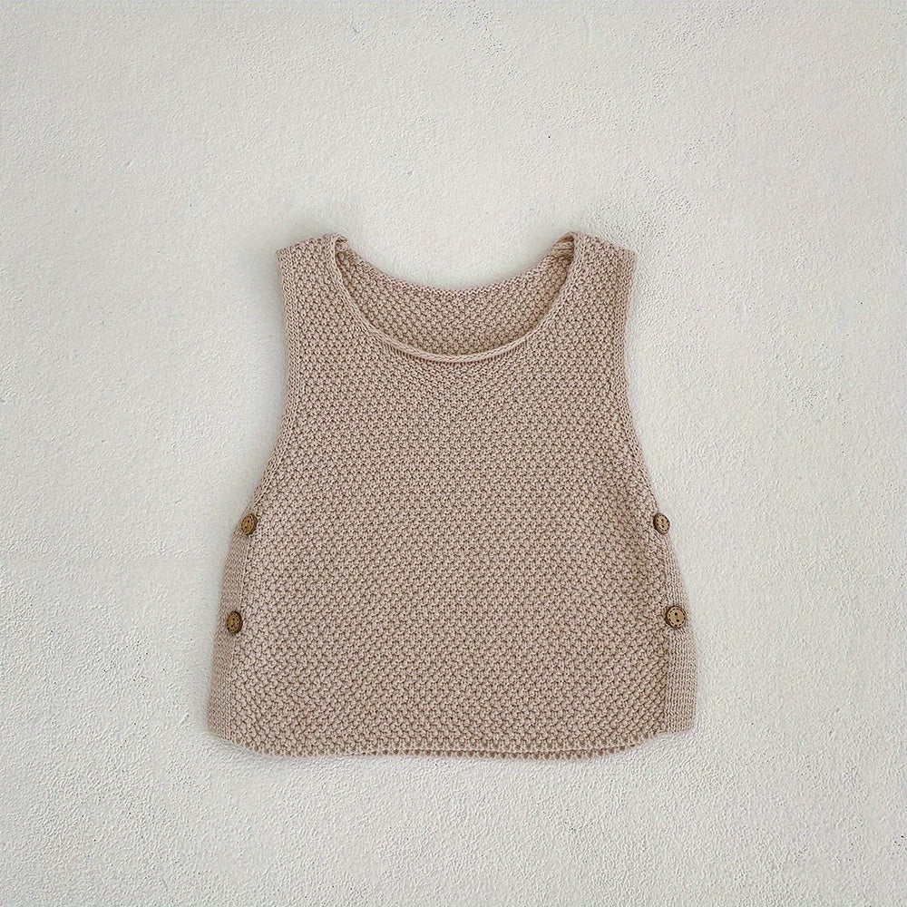 2pcs Baby Infant Girls Casual Plain Color Knit Tank Top & Shorts Set Clothes