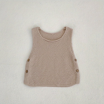 2pcs Baby Infant Girls Casual Plain Color Knit Tank Top & Shorts Set Clothes