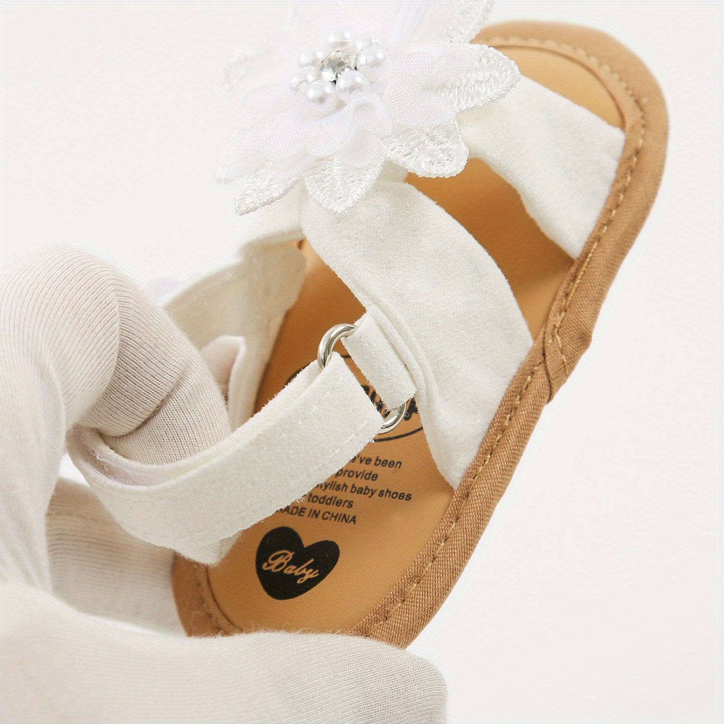 Baby Girls Flower Hook And Loop Sandals, Lightweight Non-Slip Comfy Walking Shoes For Newborn Infant, Summer