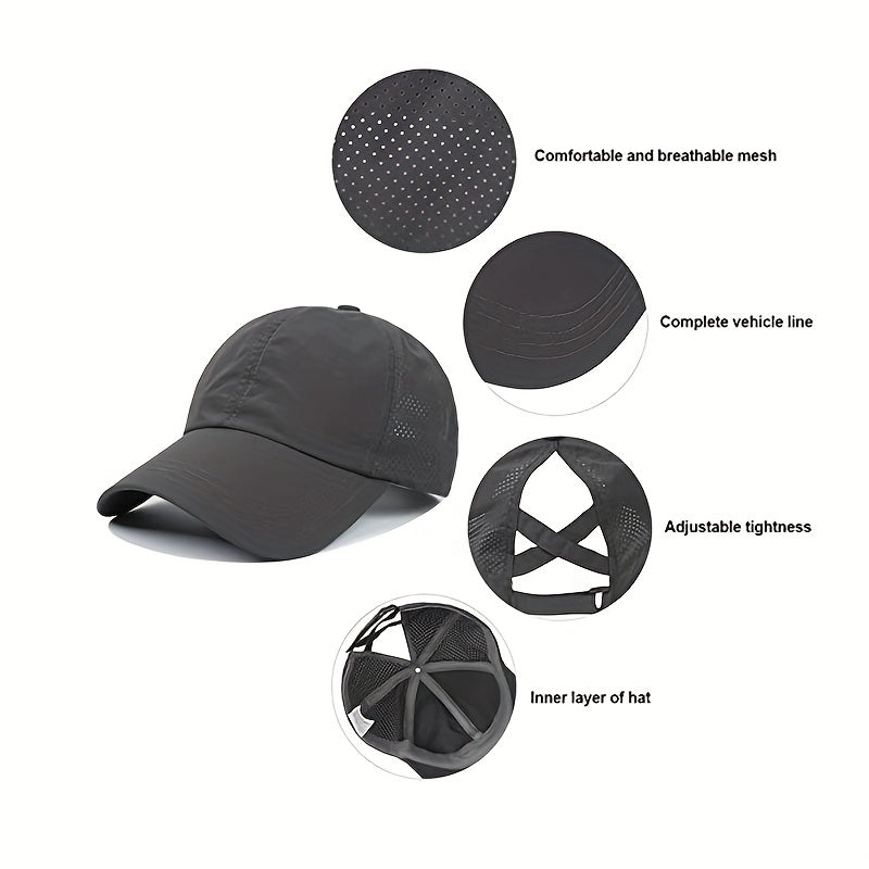 [1X Summer Cap] 1X Quick-Dry Summer Baseball Cap | Men's Ponytail Sun Protection Hat, Women's Sports Cap, Camping Hat