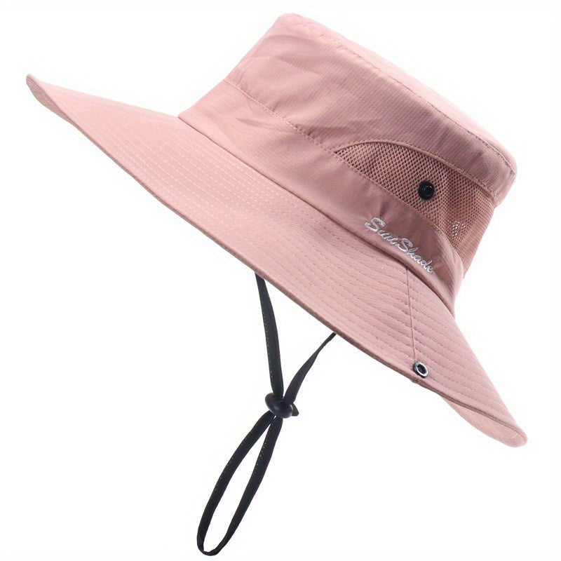 [Breathable Bucket Hat] Lightweight Breathable Mesh Bucket Hat | Unisex Foldable Wide Brim Fisherman's Cap with Ponytail Hole for Hiking and Daily Wear