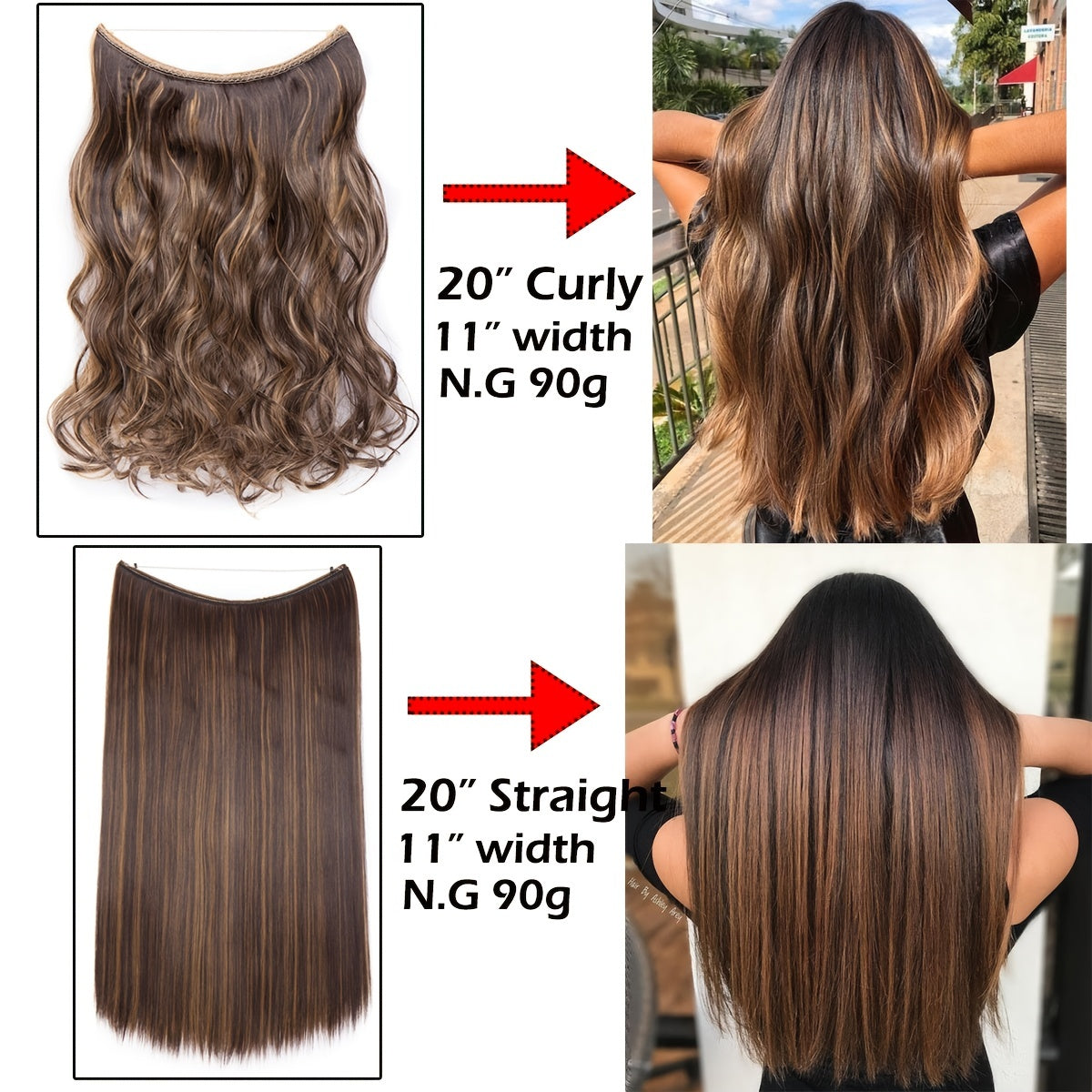Hair Extensions Invisible Hair Extensions Secret Hidden Wire Long Curly Hair Pieces For Women Synthetic
