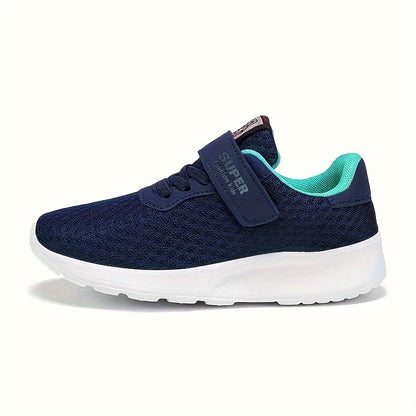 Boys Casual Mesh Breathable Sneakers, Lightweight Platform Low Top Lace-up Durable Shoes For Spring Outdoor