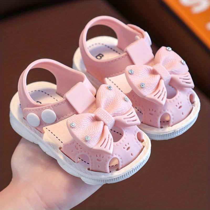 Girls Bow Tie Sandals With Buckle Belt, Summer Baby Toddler Shoes Princess Shoes Soft Bottom Infant 0-3 Years Old Little Kids Kindergarten Shoes With Assorted Colors