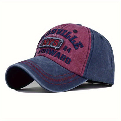 Distressed NYS Letter Embroidered Baseball Cap - Unisex Peaked Cap for Men & Women, Comfortable Fabric, Stereo Embroidered Letter, Versatile, One Size, Outdoor Sports Sun Hat for Dad