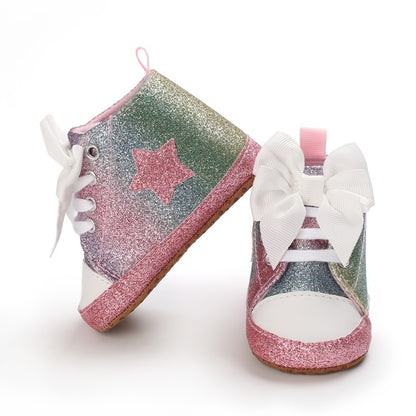 [Fashionable Star Shoes] Soft Non-Slip Baby Girl's Fashionable Five-Pointed Star Children's Sports Shoes | First Pair Toddler Shoes