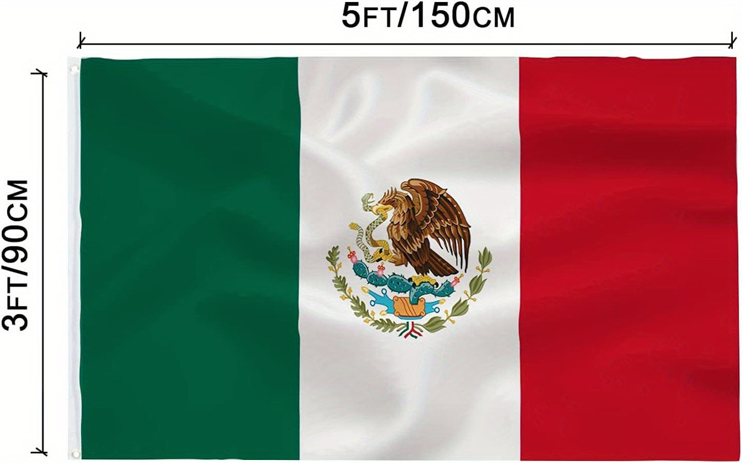 1pc Flags Mexican Flag Vivid Colors And Fade Resistant Double Stitching With Brass Grommet, 3x5 Feet