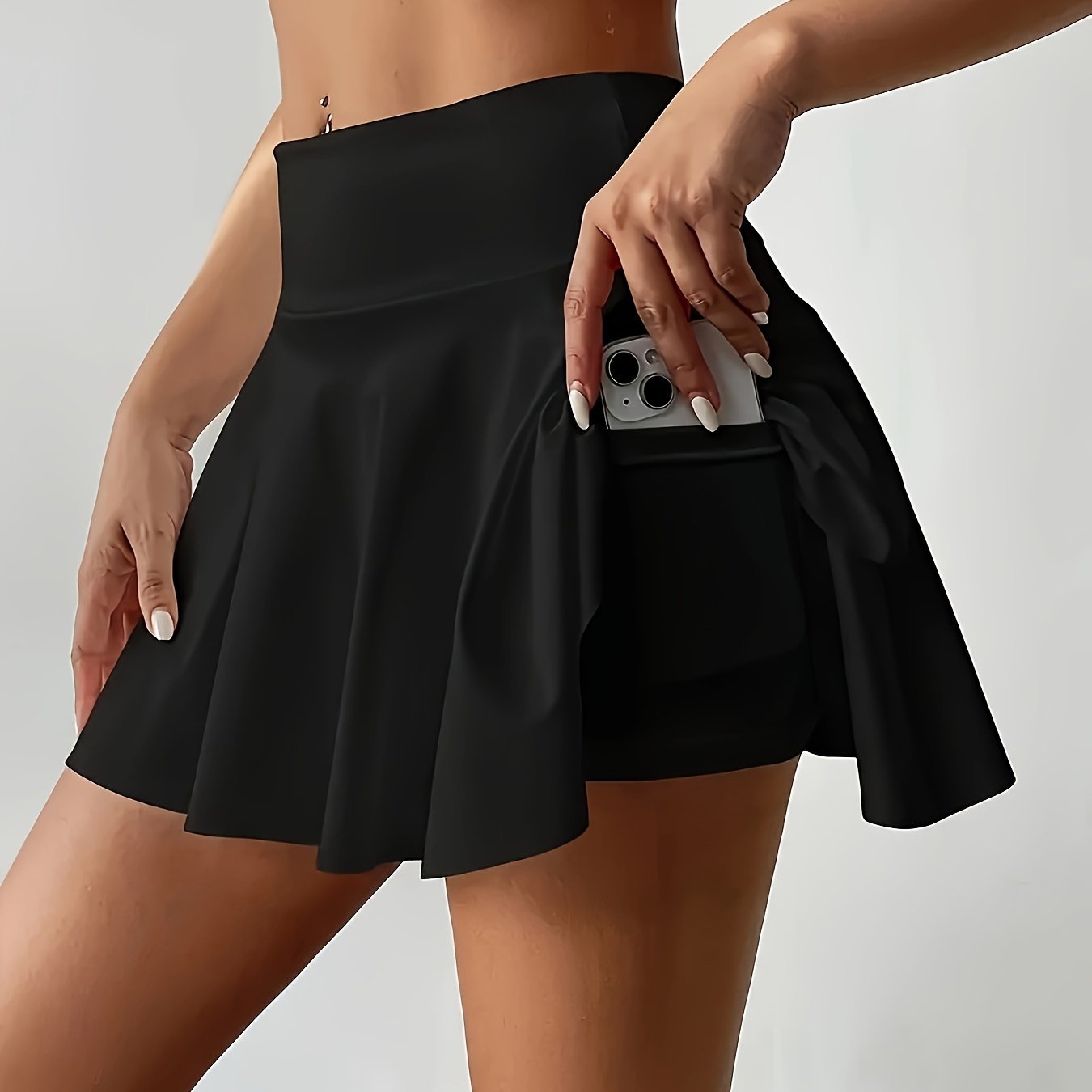Women's Athletic Skort With Phone Pocket, Pleated Hem Athletic Skirt Shorts - Quick-Dry, Stretch Fabric - For Tennis, Golf, Yoga, Dance, Casual Sportswear - For Active Women - Perfect for Outdoor Activities
