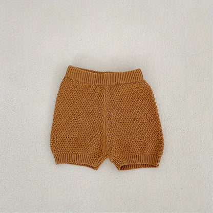 2pcs Baby Infant Girls Casual Plain Color Knit Tank Top & Shorts Set Clothes