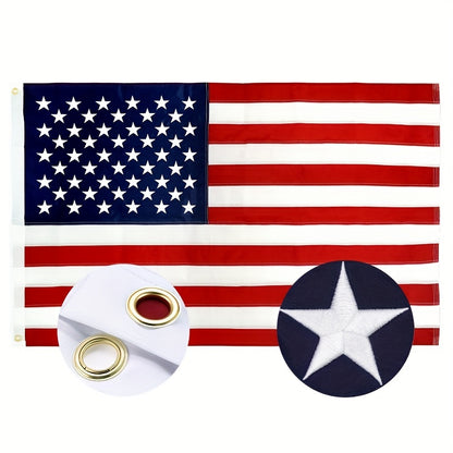 1pc American Flag 3x5 Ft TearProof For Outside, Build To Long Lasting, Fade Resistant Spun Polyester, High Wind US Outdoor Flags Embroidered Stars, Sewn Stripes, Brass Grommet