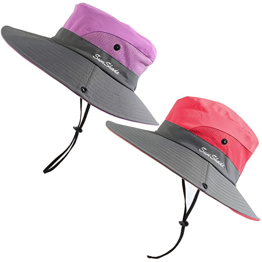 [Breathable Bucket Hat] Lightweight Breathable Mesh Bucket Hat | Unisex Foldable Wide Brim Fisherman's Cap with Ponytail Hole for Hiking and Daily Wear