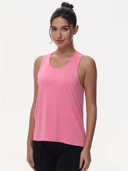 Women's Sleeveless Running Tank Top, Athletic Gym Workout Jogging Yoga Vest Top, Quick-Dry, Breathable Sportswear