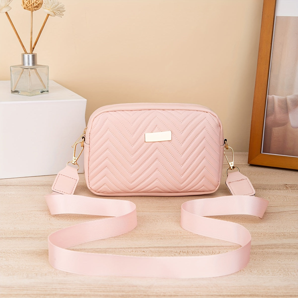 Mini Fashion Quilted Crossbody Bag, Trendy PU Shoulder Bag, Women's Casual Handbag & Phone Purse