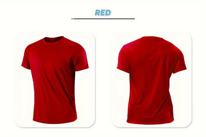 5pcs Mens Shirts Solid Color Simple Summer T-shirt Outdoor Breathable Quick Drying Clothes Running Fitness Sportswear