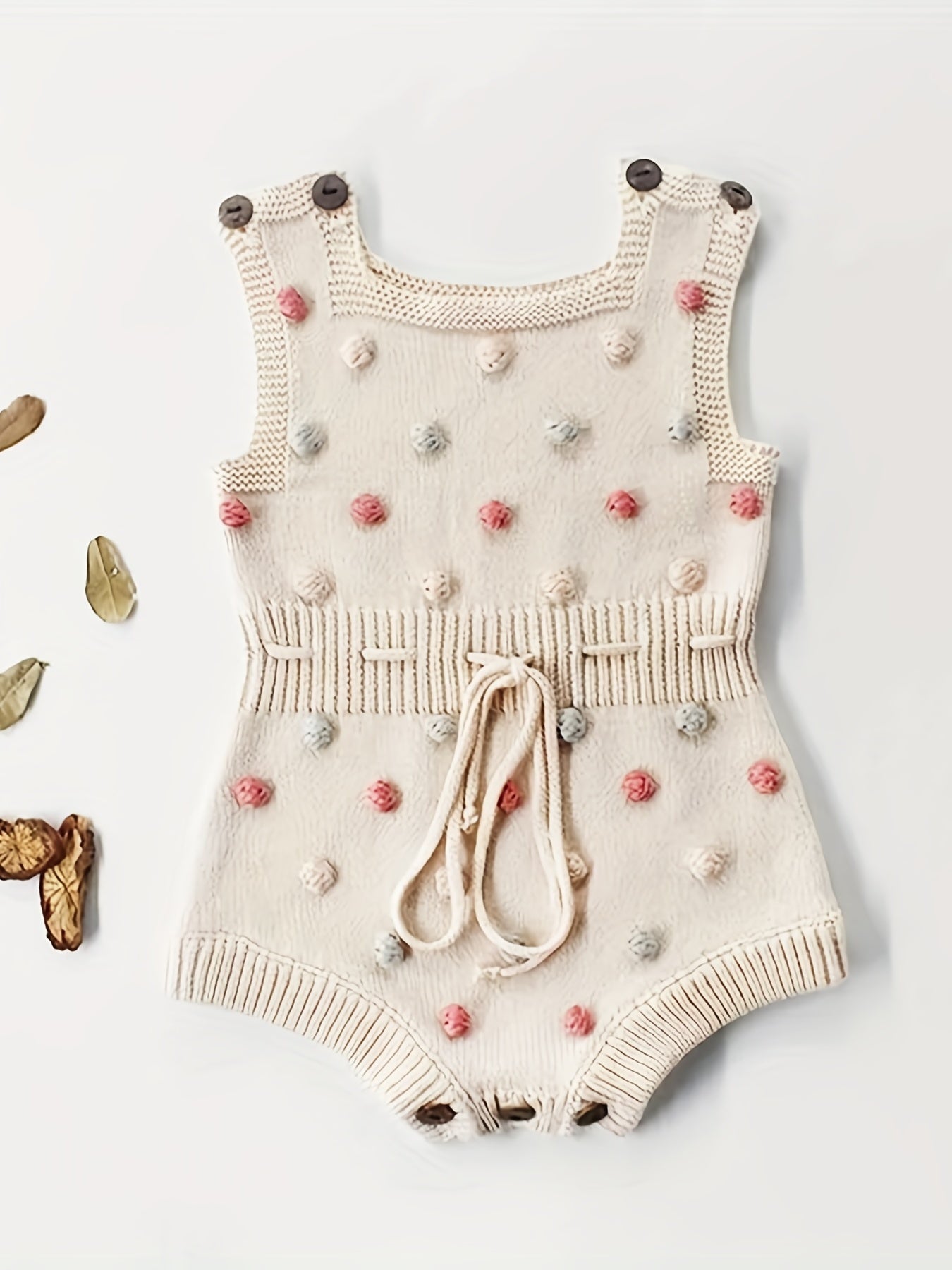 Adorable Hand-Knitted Newborn Baby Romper - Soft 100% Cotton, Pompom Details, Breathable, Comfortable, One-Piece Jumpsuit Overalls for Baby Boys and Girls, 2022 Latest Design