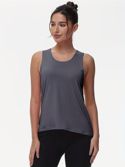 Women's Sleeveless Running Tank Top, Athletic Gym Workout Jogging Yoga Vest Top, Quick-Dry, Breathable Sportswear