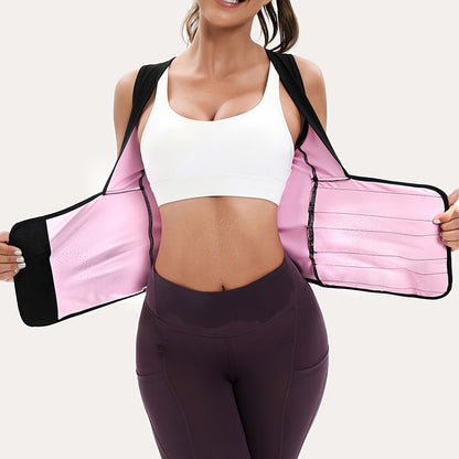 Sports Women's Sweat-Sweat Sauna Suit, Waist-Cinching Shapewear with Fixed Bra for Sagging Prevention, Slimming Running Sportswear, Easy Stick-On Design, Tummy Control Yoga Outfit, Sexy Fitness Jacket, Body Sculpting Underwea