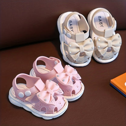 Girls Bow Tie Sandals With Buckle Belt, Summer Baby Toddler Shoes Princess Shoes Soft Bottom Infant 0-3 Years Old Little Kids Kindergarten Shoes With Assorted Colors