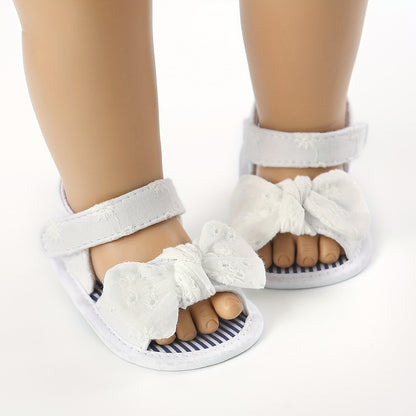 Baby Girls Flower Hook And Loop Sandals, Lightweight Non-Slip Comfy Walking Shoes For Newborn Infant, Summer