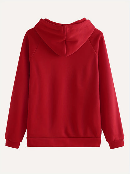 Women'S Casual Polyester Hooded Sweatshirt and Pants Set, Solid Color Long Sleeve Pullover with Pocket Detail, 100% Polyester Knit Fabric, Fall/Winter Sportswear