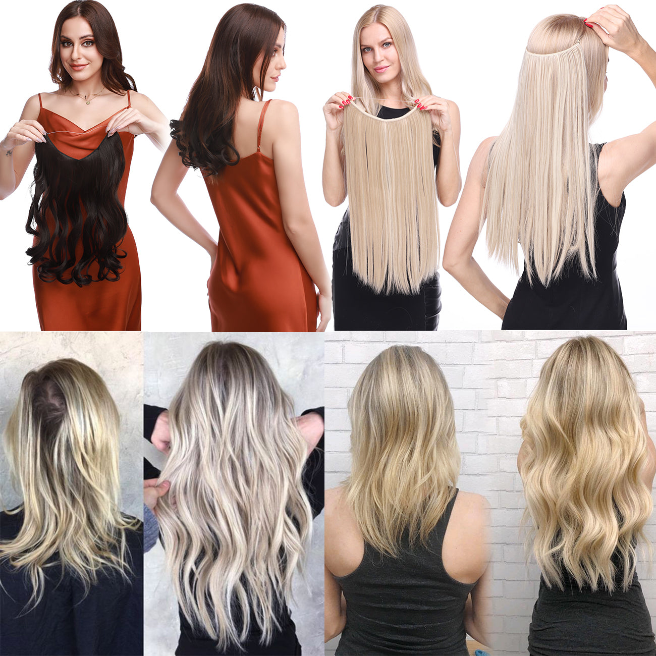 Hair Extensions Invisible Hair Extensions Secret Hidden Wire Long Curly Hair Pieces For Women Synthetic