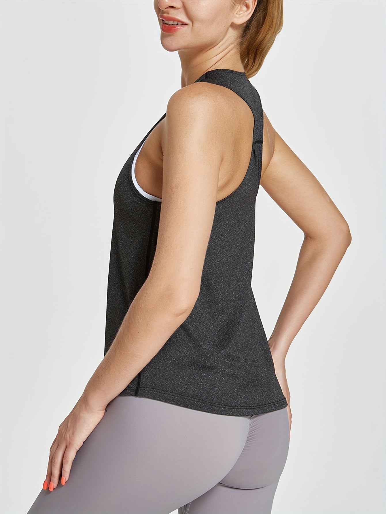 4pcs Women's Quick-Dry Workout Tank Tops - Sleeveless Racerback Yoga Tops with Medium Stretch, Round Neck Activewear for Gym, Training & Casual Wear, 4 Solid Colors (Pink/Black/Dark Grey/Light Teal), Workout Clothes, Gym Appa