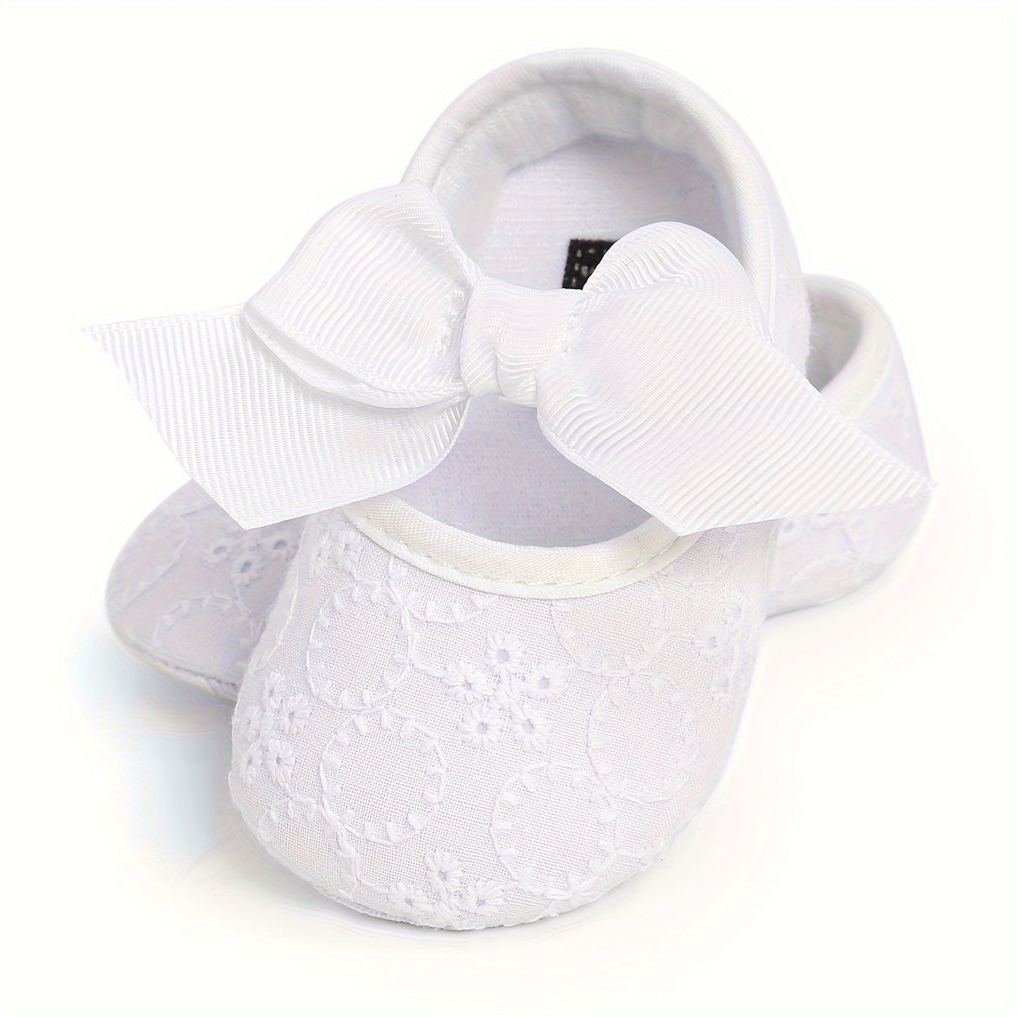 Baby Girls Mary Jane Flat Shoes With Flower Decor Soft Comfy Crib Shoes First Walker Shoes For Newborn Infant, Spring And Summer