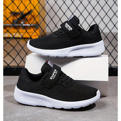 Boys Casual Mesh Breathable Sneakers, Lightweight Platform Low Top Lace-up Durable Shoes For Spring Outdoor