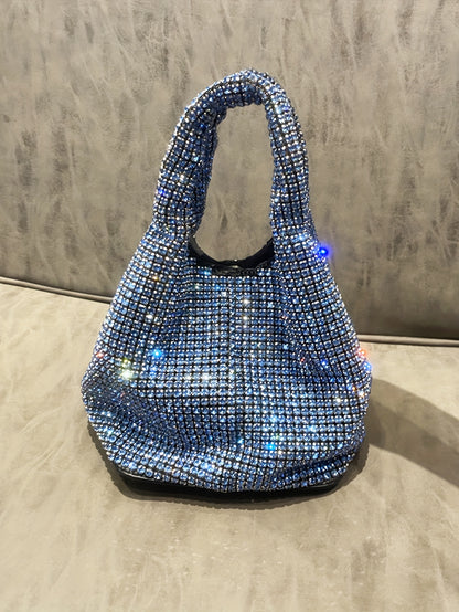 Luxurious Mini Rhinestone Bucket Handbag - Bling-Bling Evening Purse with Chain Strap, Fashionable, Spacious Interior, Perfect for Carnival, Mardi Gras, Music Festival, Party, Prom, and Night Out - Trendy, Glamorous, and Dura