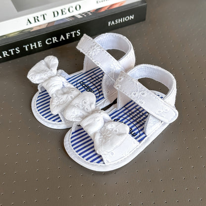 Baby Girls Flower Hook And Loop Sandals, Lightweight Non-Slip Comfy Walking Shoes For Newborn Infant, Summer