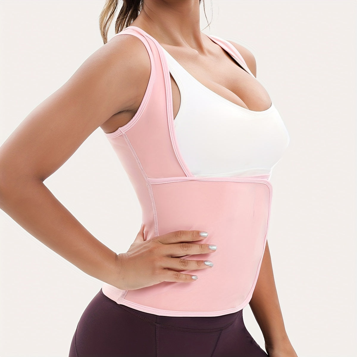 Sports Women's Sweat-Sweat Sauna Suit, Waist-Cinching Shapewear with Fixed Bra for Sagging Prevention, Slimming Running Sportswear, Easy Stick-On Design, Tummy Control Yoga Outfit, Sexy Fitness Jacket, Body Sculpting Underwea