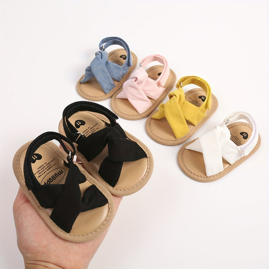 Baby Girls Hook And Loop Sandals, Lightweight Non-Slip Comfy Walking Shoes For Newborn Infant, Summer